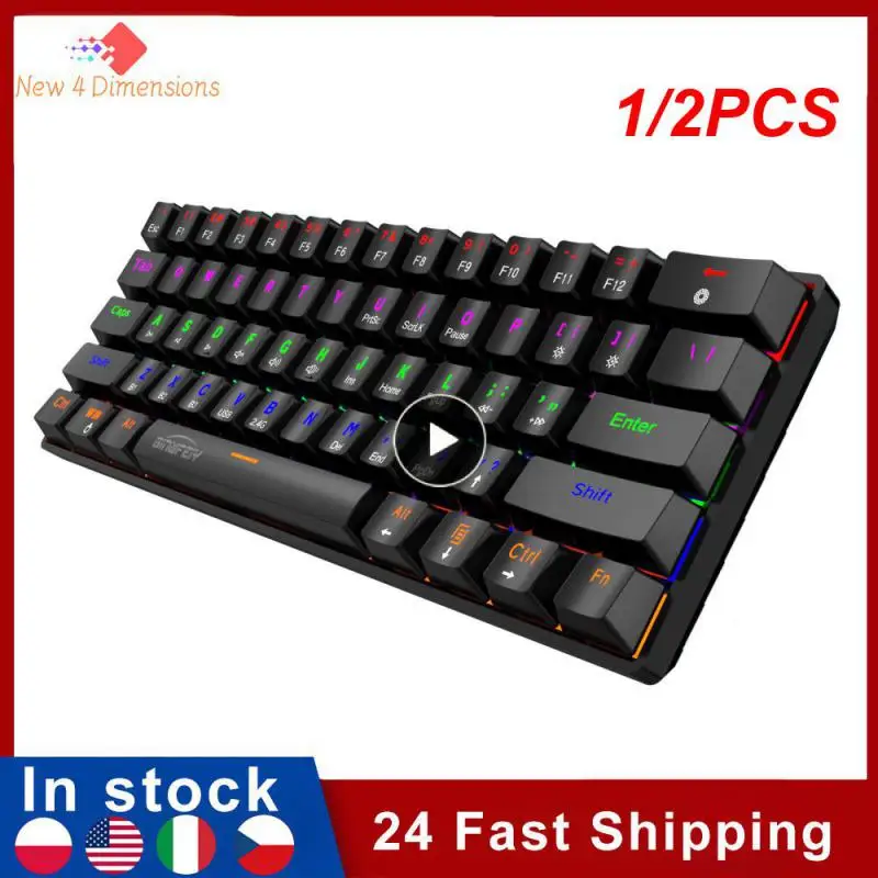 

1/2PCS Fizz K617 RGB USB Mini Mechanical Gaming Wired Keyboard Red Switch 61 Key Gamer for Computer PC Laptop detachable cable