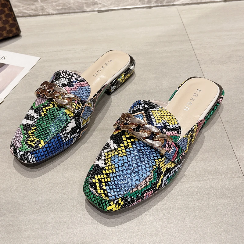 Summer Slippers Women New Snake Prints Chain Mules Women Slides Square Toe Shoes Classic Fashion Footwear Pantuflas De Mujer
Summer Slippers Women New Snake Prints Chain Mules Women Slides Square Toe Shoes Classic Fashion Footwear Pantuflas De Mujer