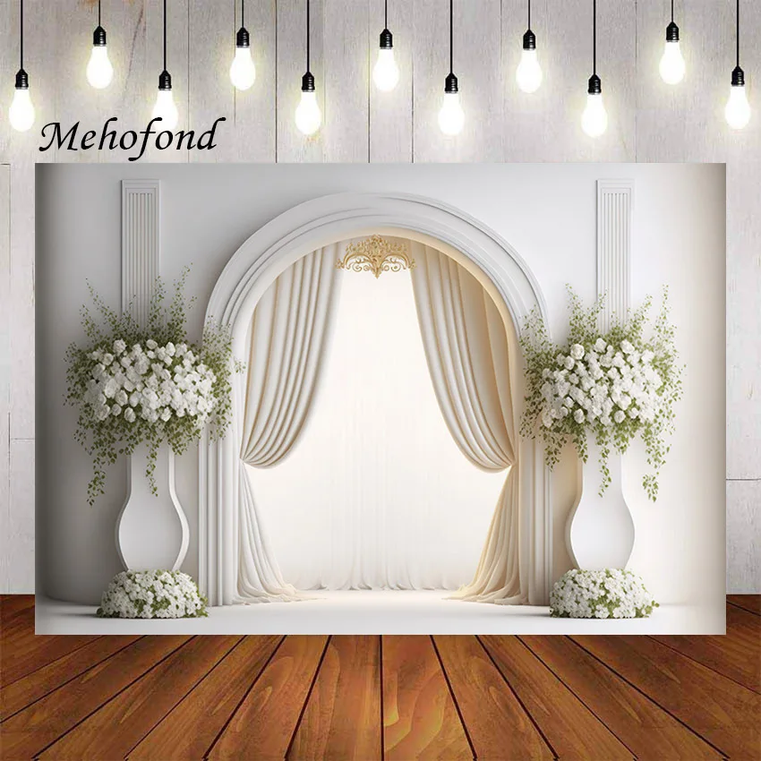 

Фон для фотосъемки Mehofond с изображением белой арки двери цветка Дети День рождения Свадьба Вечеринка Беременные портрет Декор Фон для фотостудии