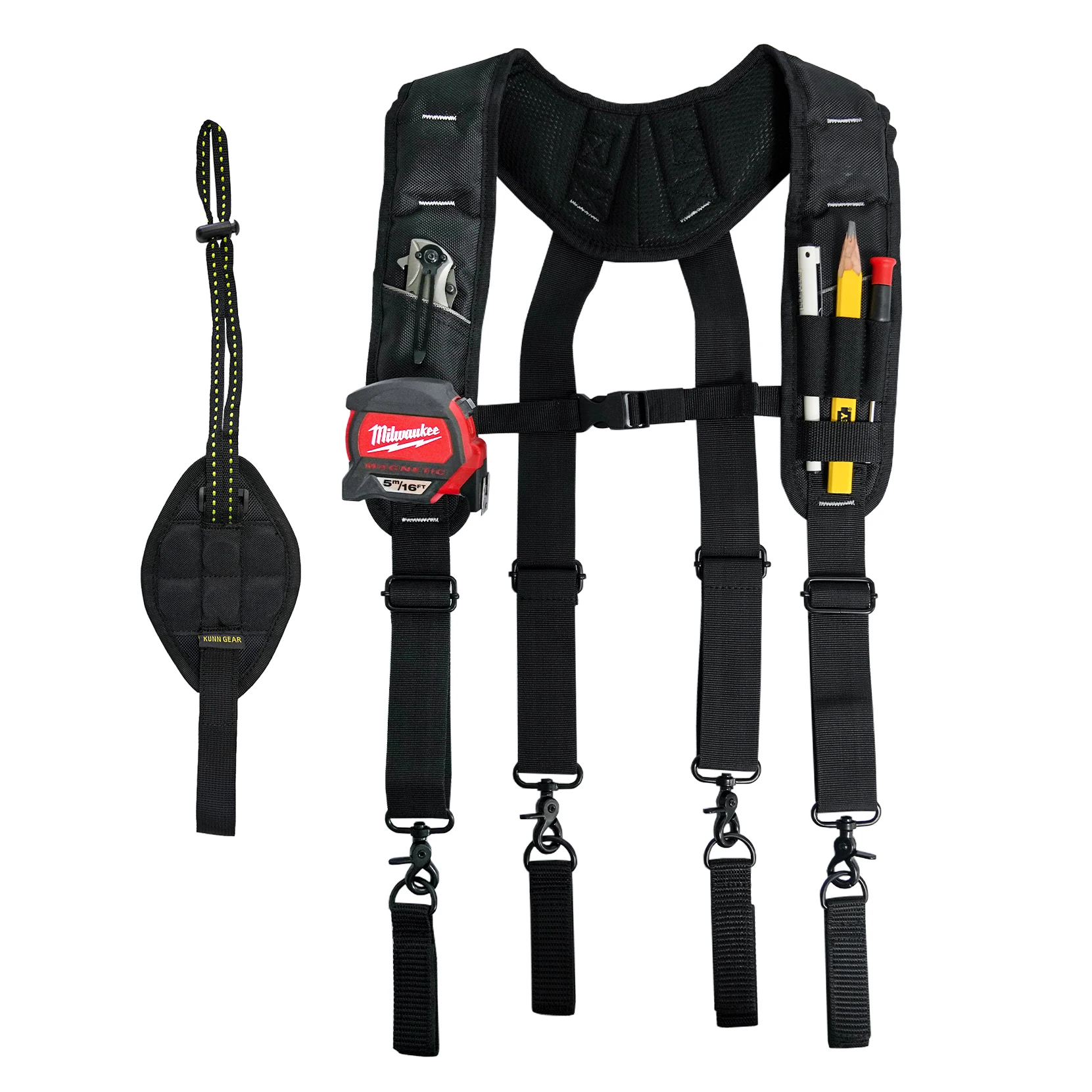 

KUNN Tool Belt Suspenders for Men with Magnetic Wristband,Heavy Duty Work Suspender for Construction Electricians fram braces