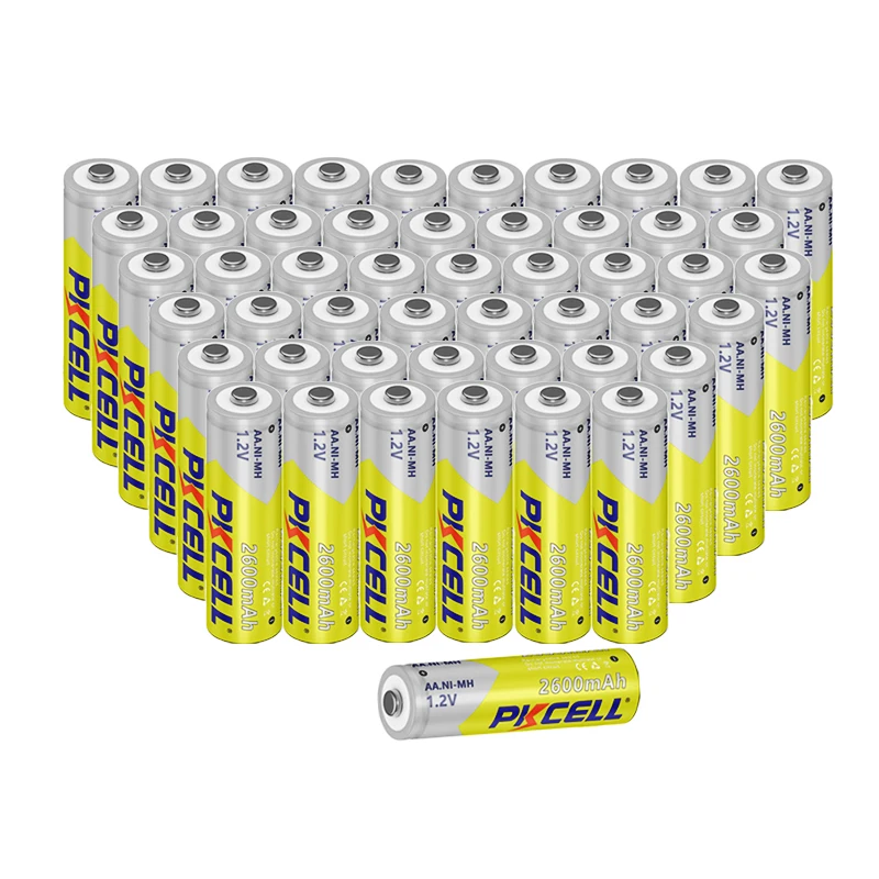 

50PC PKCELL Ni-MH AA Rechargeable Battery 1.2V AA Batteries 2300mah-2600mah For Camera toy Car Flashlight