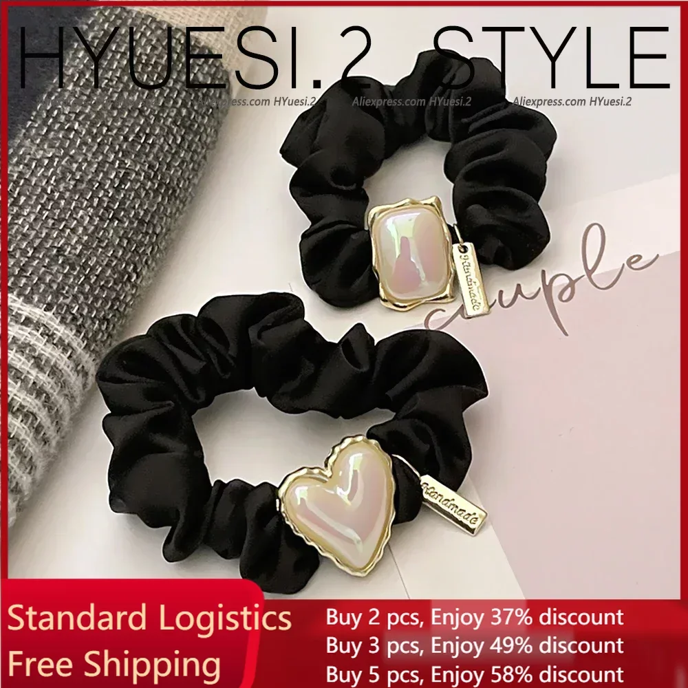 Classic Large Silk Satin Black Scrunchies Vintage Pearl Heart Pendant Hair Ropes Ties Women Elegant Rubber Band Headband
Classic Large Silk Satin Black Scrunchies Vintage Pearl Heart Pendant Hair Ropes Ties Women Elegant Rubber Band Headband