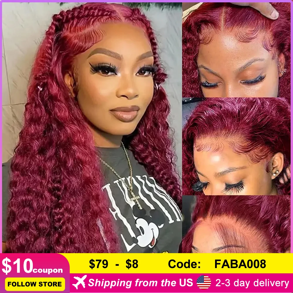 Burgundy Curly Lace Front Wig Human Hair 99J Deep Wave Brazilian Human Hair Lace Front Wigs Free Part with Baby Hair 180 Density
Burgundy Curly Lace Front Wig Human Hair 99J Deep Wave Brazilian Human Hair Lace Front Wigs Free Part with Baby Hair 180 Density