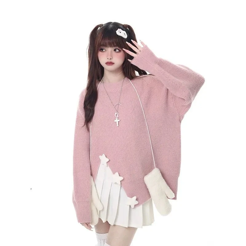 Women's Korean Style Sweet Loose Sweater, Mid Length Slit Knitwear, Autumn and Winter Pullover, Long Sleeve, O-neck Knit Sweater
Women's Korean Style Sweet Loose Sweater, Mid Length Slit Knitwear, Autumn and Winter Pullover, Long Sleeve, O-neck Knit Sweater
