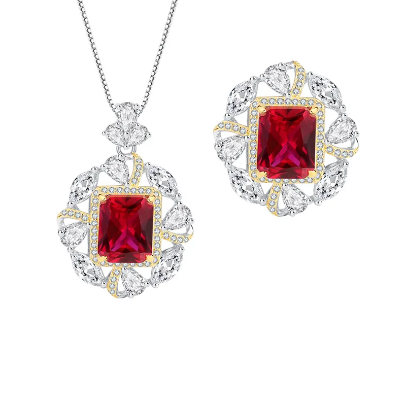 S925 Full body silver Tiktok hot sale pigeon blood red treasure color separation pendant ring women's jewelry set 10 * 12
S925 Full body silver Tiktok hot sale pigeon blood red treasure color separation pendant ring women's jewelry set 10 * 12