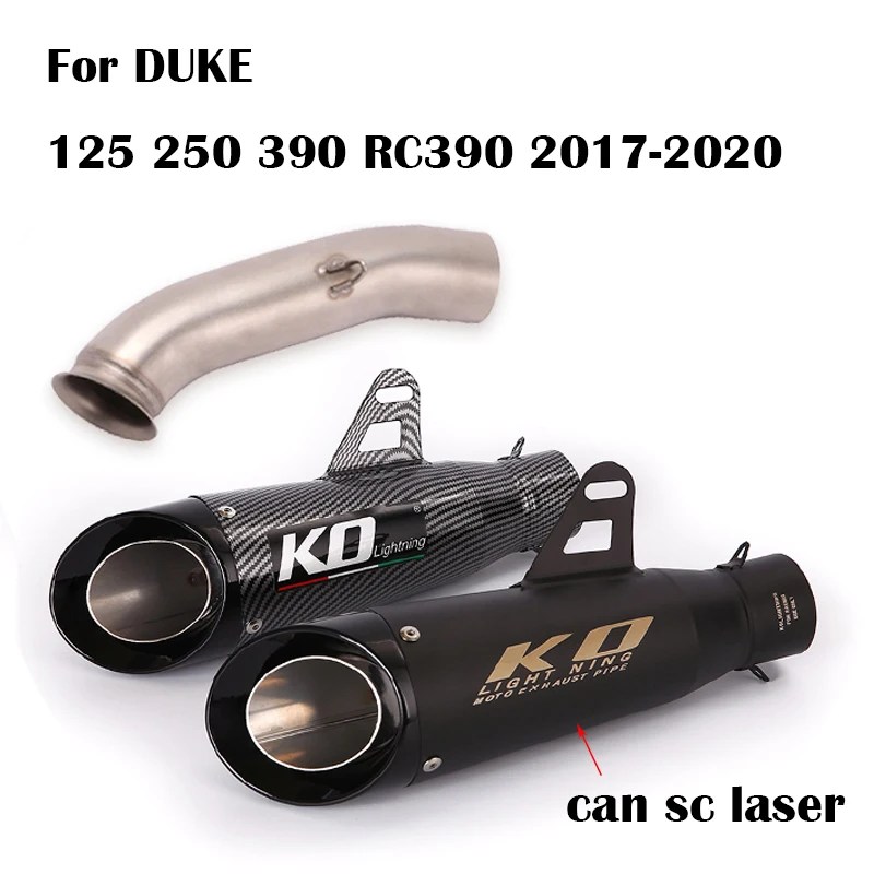 

51mm Motorcycle Exhaust System Slip On Muffler Tail Pipe Mid Connect Link Tube Modified For DUKE 125 250 390 RC390 2017-2020