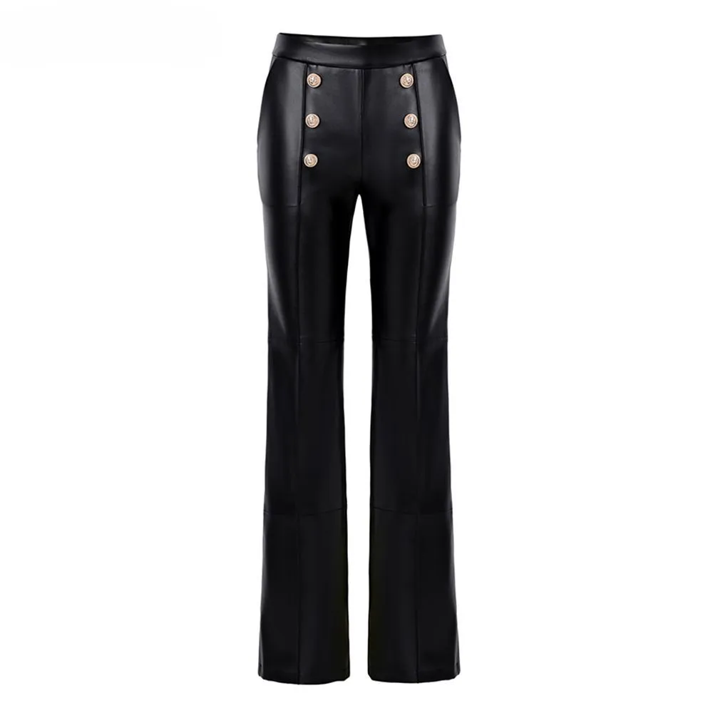 European American Women Winter Quality Women PU Leather Long Pants Gold Buttons Vinatge Classic Style All-matched Full Length
European American Women Winter Quality Women PU Leather Long Pants Gold Buttons Vinatge Classic Style All-matched Full Length