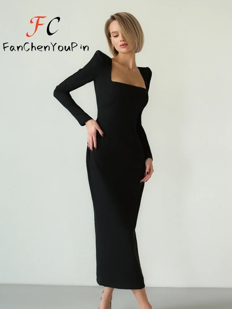 Temperament Women's Dress 2024 Spring Fashion Elegant Long Skirt Square Collar Slim Slit Design Sense Mid-calf Evening Dresses
Temperament Women's Dress 2024 Spring Fashion Elegant Long Skirt Square Collar Slim Slit Design Sense Mid-calf Evening Dresses