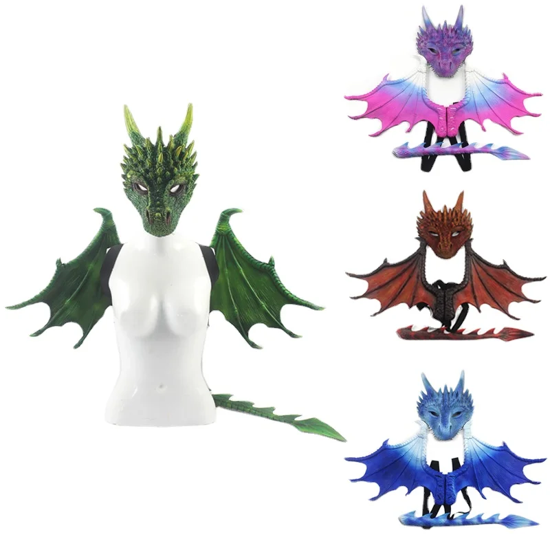 Children Dinosaur Animal Dragon Wing Cosplay Costumes Masquerade Face Mask and Tail for Kids Halloween Decoration Carnival Party
Children Dinosaur Animal Dragon Wing Cosplay Costumes Masquerade Face Mask and Tail for Kids Halloween Decoration Carnival Party