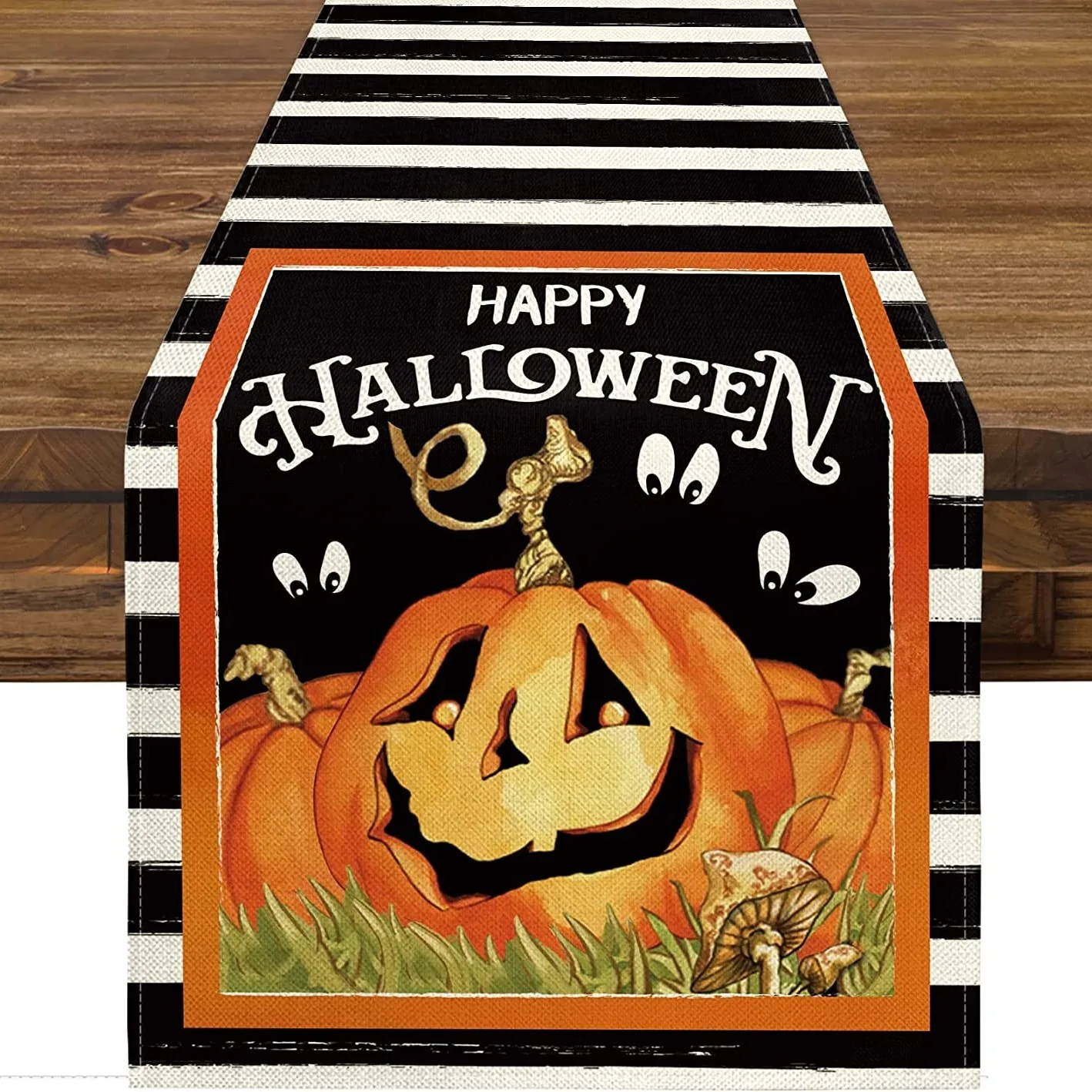 

Льняные настольные бегунки с тыквой Джек-о-фонариками на Хэллоуин, украшение для стола, фермерские настольные бегунки для обеденного стола, праздничный декор для вечеринки