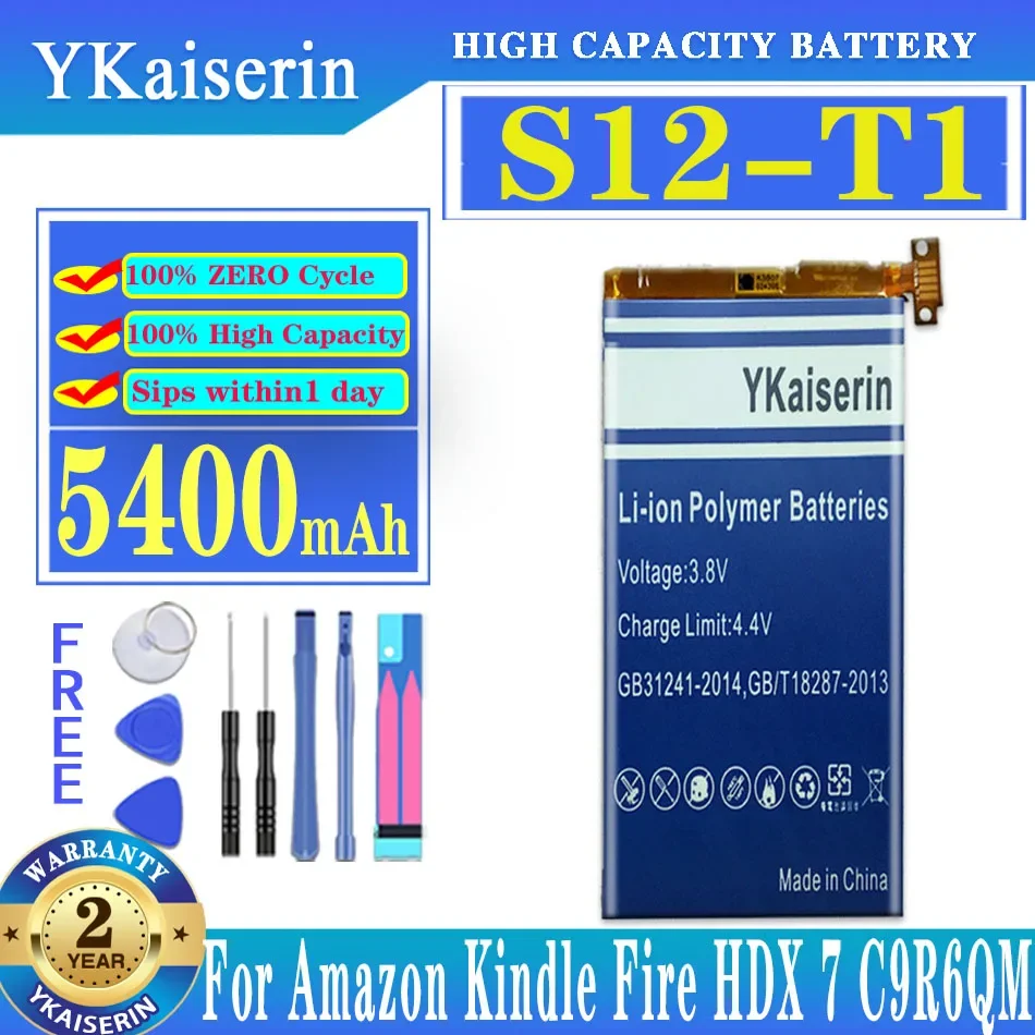 YKaiserin Replacement Battery S12-T1 For Amazon Kindle Fire HDX 7 HDX7 C9R6QM Kindle Fire HDX Rechargable Battery 5400mAh
YKaiserin Replacement Battery S12-T1 For Amazon Kindle Fire HDX 7 HDX7 C9R6QM Kindle Fire HDX Rechargable Battery 5400mAh