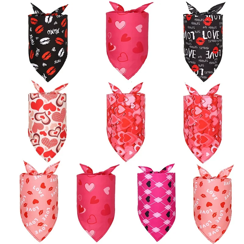 

120pcs/Lot Love Heart Valentine Day Pet Dog Puppy Cat Bandanas Collar Scarf Tie Handkercheif Accessories Grooming Products CH96