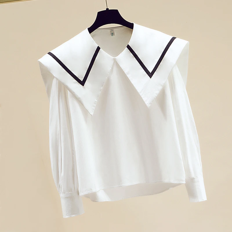 Vintage Elegant Sailor Collar Woman Shirt 2023 Autumn Long Sleeve White Blouse Women Loose Korean Style Ladies Office Tops 28550
Vintage Elegant Sailor Collar Woman Shirt 2023 Autumn Long Sleeve White Blouse Women Loose Korean Style Ladies Office Tops 28550