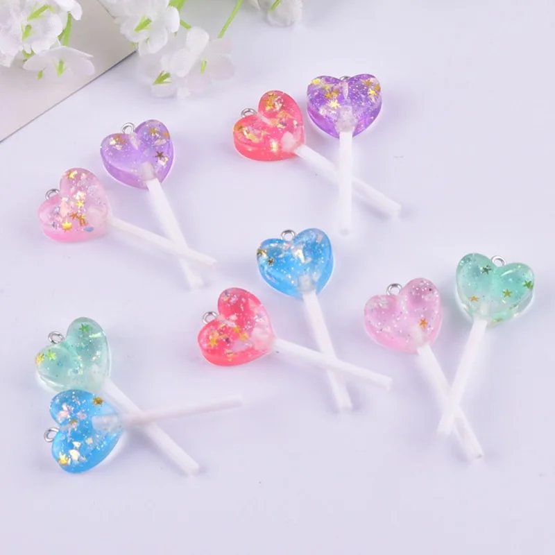 10pcs New Fashion Glitter Heart Lollipop Resin Charms Pendant for Earring Necklace Bag Jewelry Making Craft DIY for Women Gifts
10pcs New Fashion Glitter Heart Lollipop Resin Charms Pendant for Earring Necklace Bag Jewelry Making Craft DIY for Women Gifts