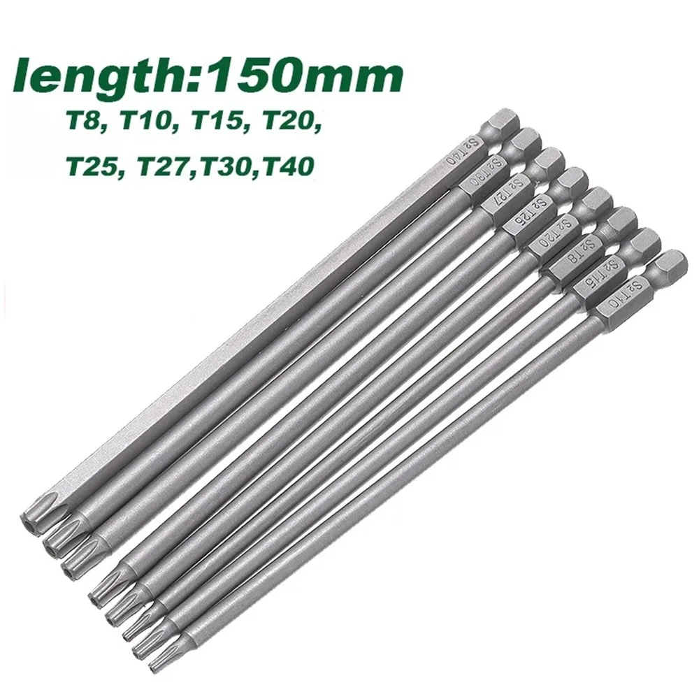 T8-T40 Hex Head Bit Set 1/4 Inch Hex Shank Magnetic Allen-Wrench Precision Impact Drive Screwdriver Bits 150mm Length
T8-T40 Hex Head Bit Set 1/4 Inch Hex Shank Magnetic Allen-Wrench Precision Impact Drive Screwdriver Bits 150mm Length