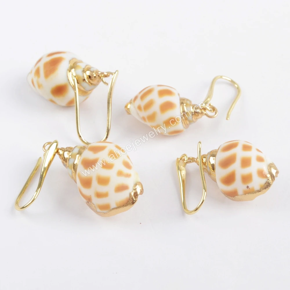 

5Pairs Cute Conch Shell Dangle Earrings High Quality Gold Plated Ear Cartilage Earring For Women Summer Beach Party Jewelry Gift
