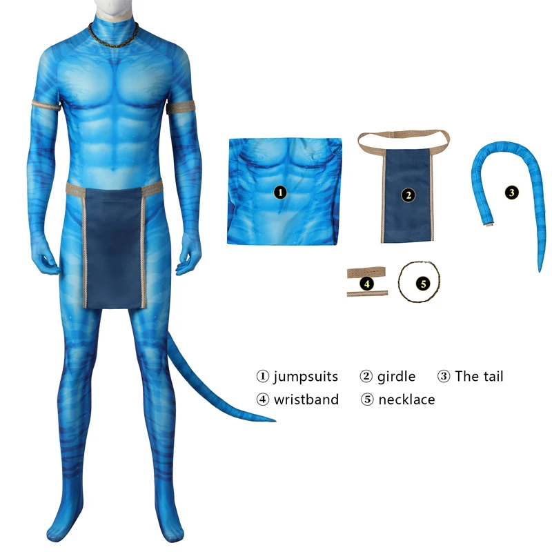 High Quality Movie Jake Sully Neytiri Cosplay Costume Suit Zentai Spandex Bodysuit Jumpsuits Halloween Costume Adult Men
High Quality Movie Jake Sully Neytiri Cosplay Costume Suit Zentai Spandex Bodysuit Jumpsuits Halloween Costume Adult Men