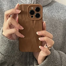 Korean INS Candy Color Litchi Pattern Matte Soft Case For iPhone 14 Pro Max 13 12 Pro 11 XS XR 14 15 Plus Lens Protection Cover