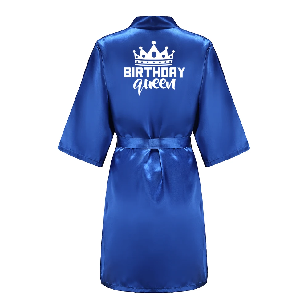 Birthday Party Queen Squad Robes Satin Pajamas Dressing Gown White Writing Kimono Rose Gold Bathrobe Birthday Party Queen Squad Robes Satin Pajamas Dressing Gown White Writing Kimono Rose Gold Bathrobe