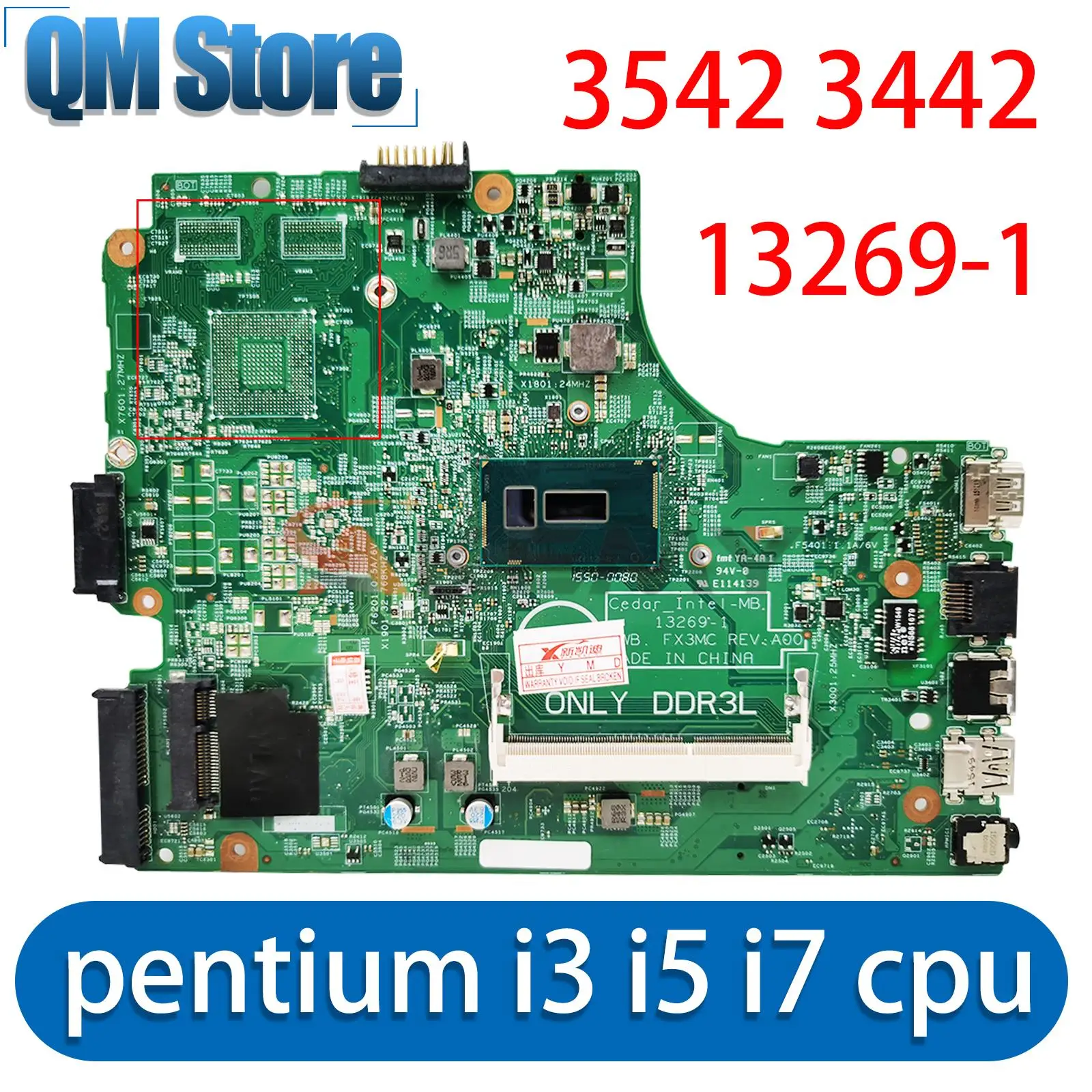 

For DELL inspiron 3442 3542 3443 5748 Laptop Motherboard 13269-1 with pentium cpu i3 i5 i7 4th Gen CPU CN-0HRG70 0THVGR GM