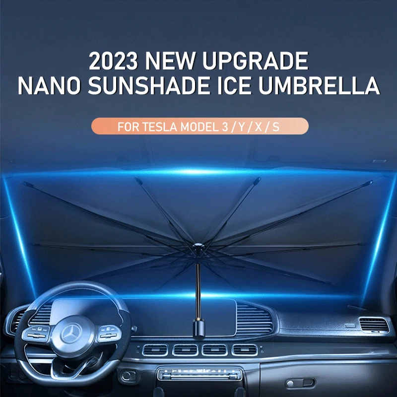 

Car Windshield Sun Shade Umbrella UV Protection Heat Insulation Parasol Auto Front Window Cover Interior Protector For Tesla