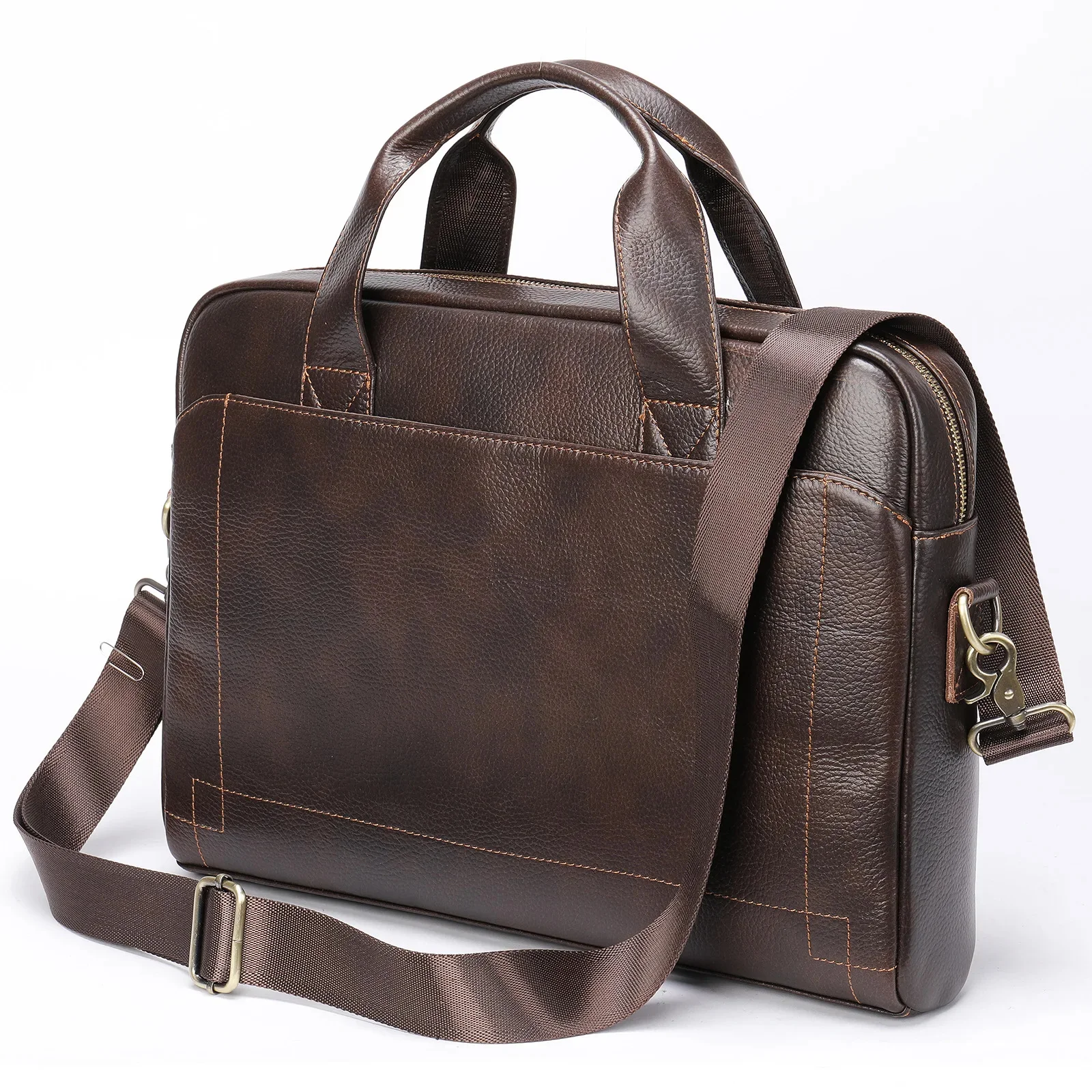 

Hot Sell Men's Leather Briefcase Bag Genuine Cowhide Man Laptop Business Handbags For Male Tote Attache Case A4 Size