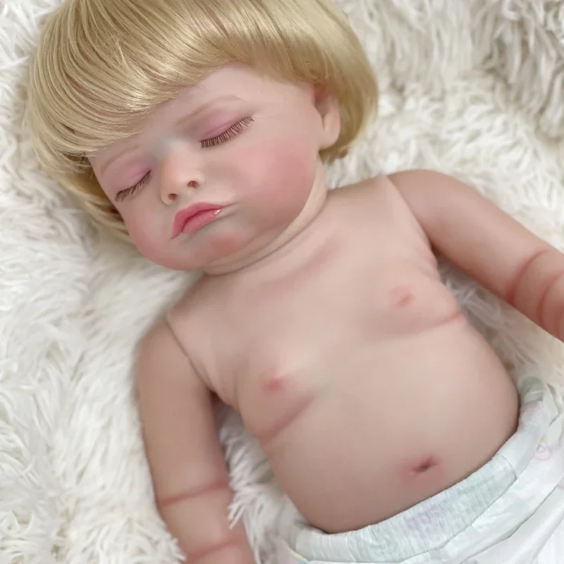 

45cm Full Body Silicone Vinyl Reborn Baby Doll Sleeping Rosalie Soft Touch Baby 3D Skin with Visbile Veins Collectible Art Doll