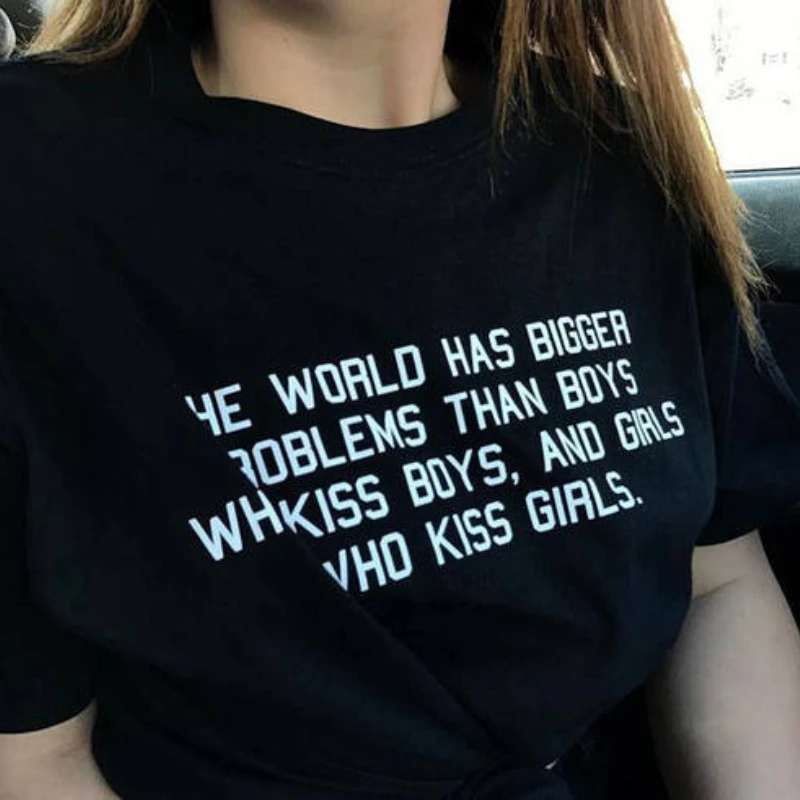 PUDO-Boys Kiss Boys Letter Print Quotes Slogan Women T-Shirt Unisex Gay Lesbian Pride LGBT Tee Short Sleeve Casual Black White T
PUDO-Boys Kiss Boys Letter Print Quotes Slogan Women T-Shirt Unisex Gay Lesbian Pride LGBT Tee Short Sleeve Casual Black White T