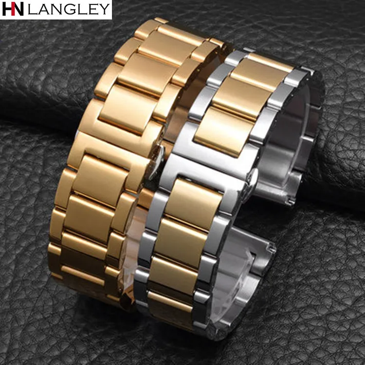 

16mm 18mm 20mm 21mm 22mm 23mm 24mm 26mm Width Watchband Stainless Steel Band Watch Strap Metal Wristband Men Women Bracelet