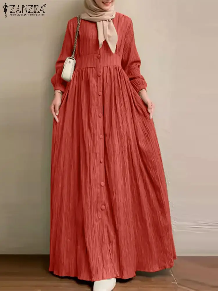 ZANZEA Autumn Muslim Maxi Dresses Elegant Abaya Women Oversize Sundress Full Sleeve Long Dress Turkey Robe Dubai Abaya Vestidos
ZANZEA Autumn Muslim Maxi Dresses Elegant Abaya Women Oversize Sundress Full Sleeve Long Dress Turkey Robe Dubai Abaya Vestidos