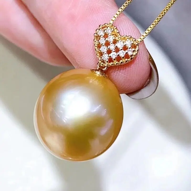 New Huge AAAA 11-12mm Natural South China Sea Gold Round Pearl Pendant Necklace 925S
New Huge AAAA 11-12mm Natural South China Sea Gold Round Pearl Pendant Necklace 925S