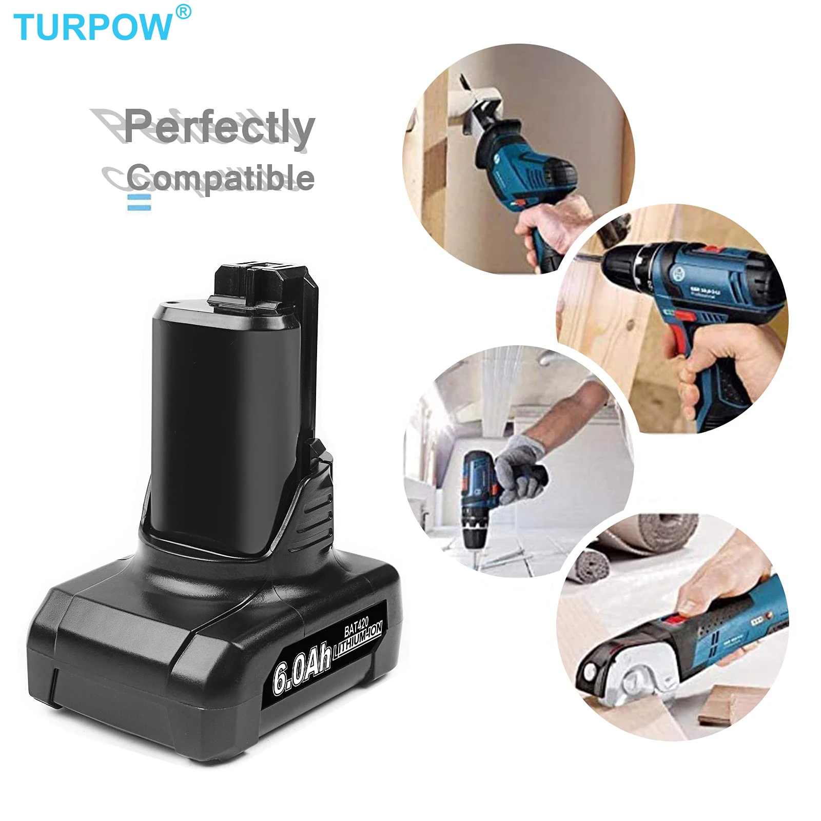 Литий-ионные аккумуляторы Turpow 12 в 6000 мАч для Bosch BAT411A BAT412 BAT413 BAT412A 10 8 В макс.