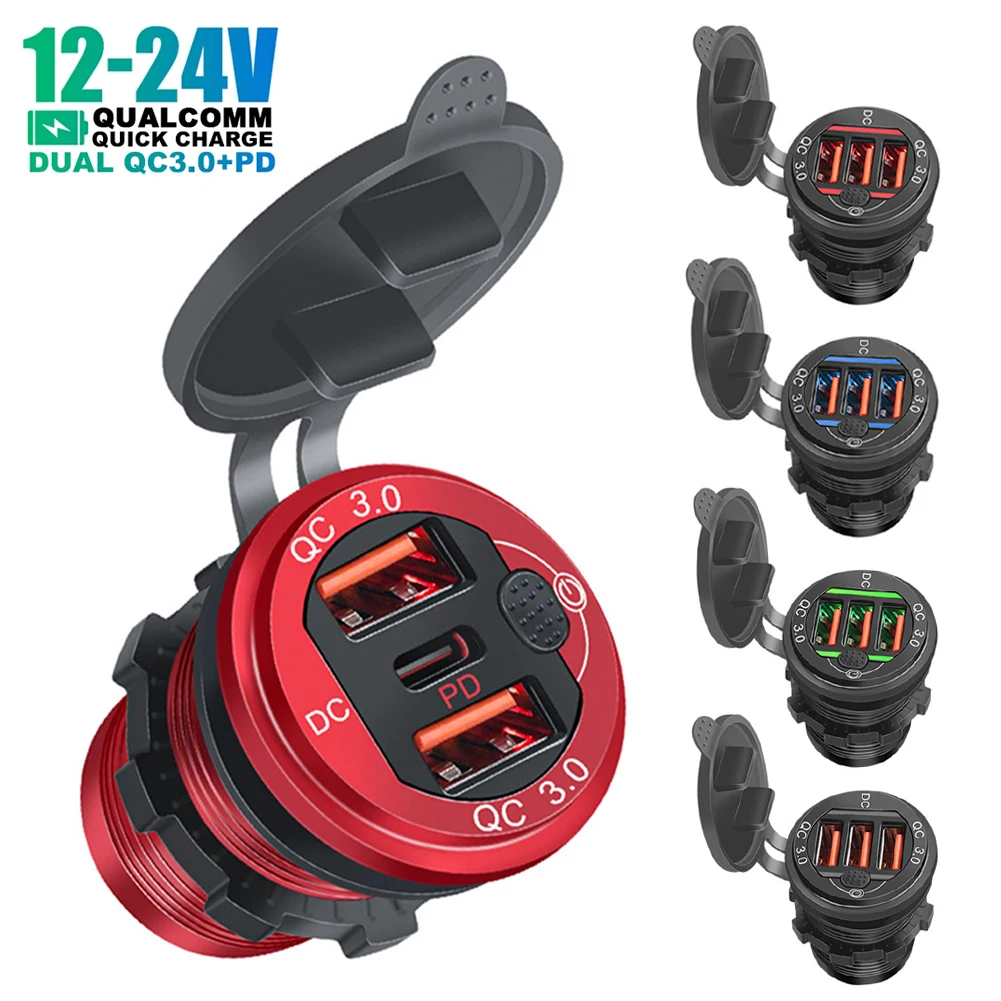 12-24V Car Dual Charger USB 3.0 Fast Charging Adapter Socket Car Motor Charger Socket With Switch Waterproof For Auto Boat
12-24V Car Dual Charger USB 3.0 Fast Charging Adapter Socket Car Motor Charger Socket With Switch Waterproof For Auto Boat