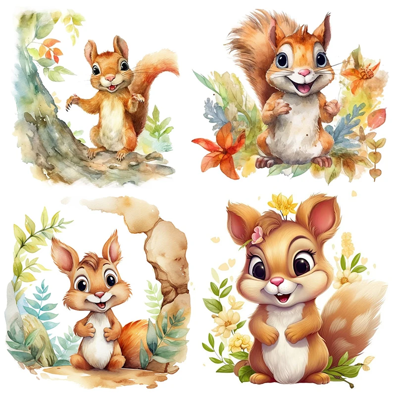 

T776#Cute Squirrel Wall Sticker Kids Room Background Home Decoration Mural Living Room Wallpaper Funny Decal