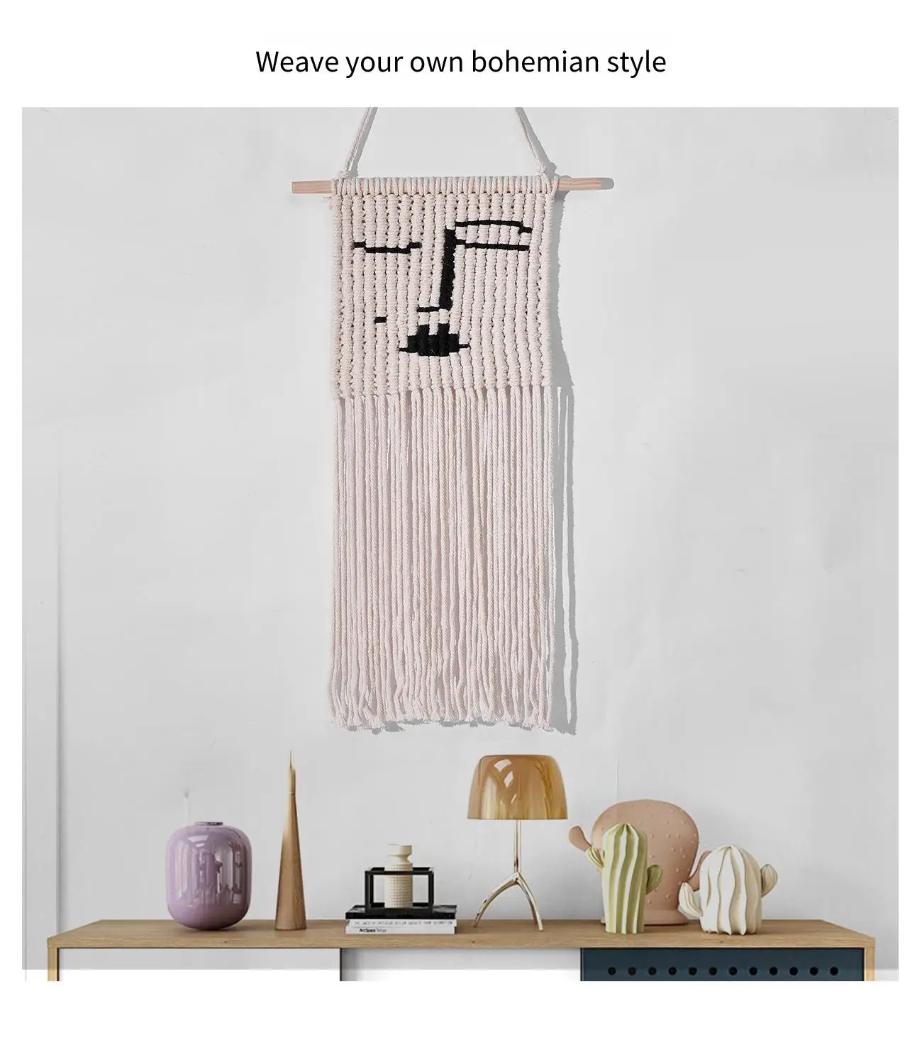 Nordic Cotton Rope Wall Hanging - 70x38cm Handwoven Decor 9 Sb09dedfce5ae48fb8f7275cbe85175bdz