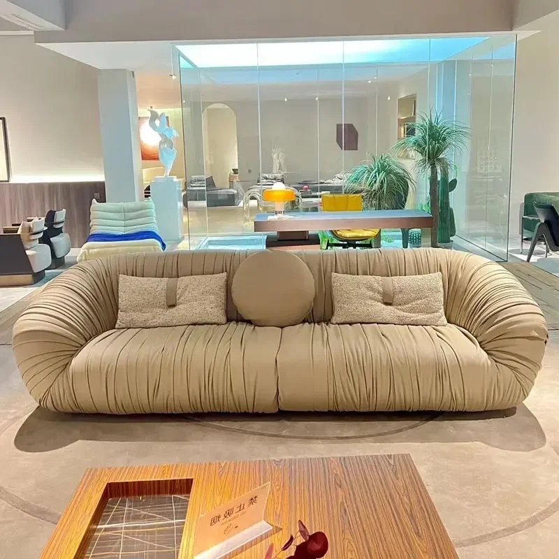 Pleated Leather Designer Model Italian High-End Villa Large and Small Apartment Type Living Room Leisure Lazy Sofa
Pleated Leather Designer Model Italian High-End Villa Large and Small Apartment Type Living Room Leisure Lazy Sofa