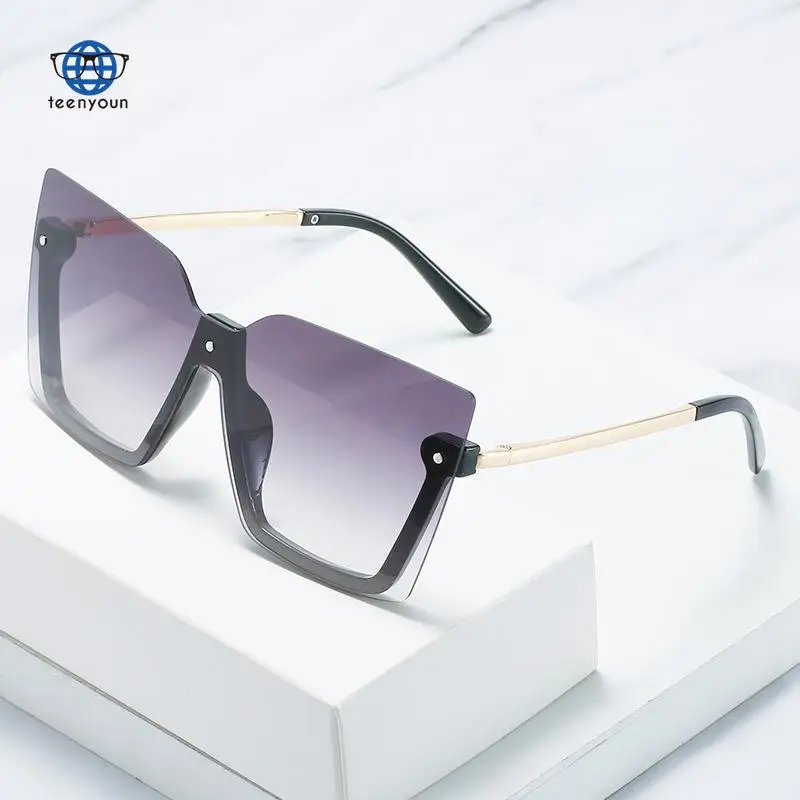 

Teenyoun Luxury Brand Fashion Half Frame Square Women's Fashion Rice Nail Ins Wind UV400 Sunglasses Sun Glasses