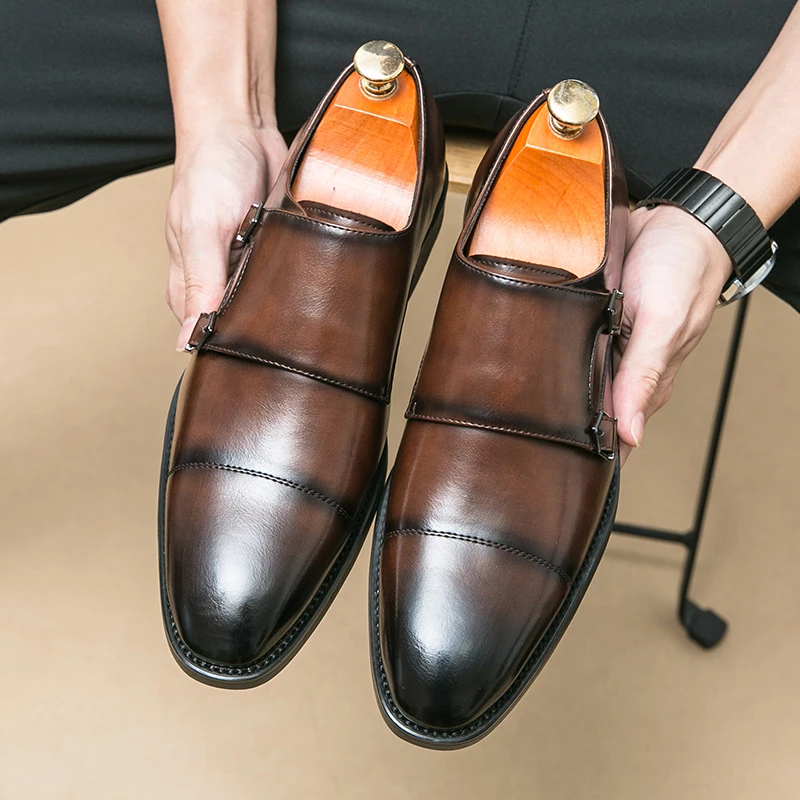 

Классические кожаные туфли для мужчин, без застежки, с острым носком, оксфорды, формальные, свадебные, праздничные, офисные, деловые, повседневные, классические туфли для Male2024