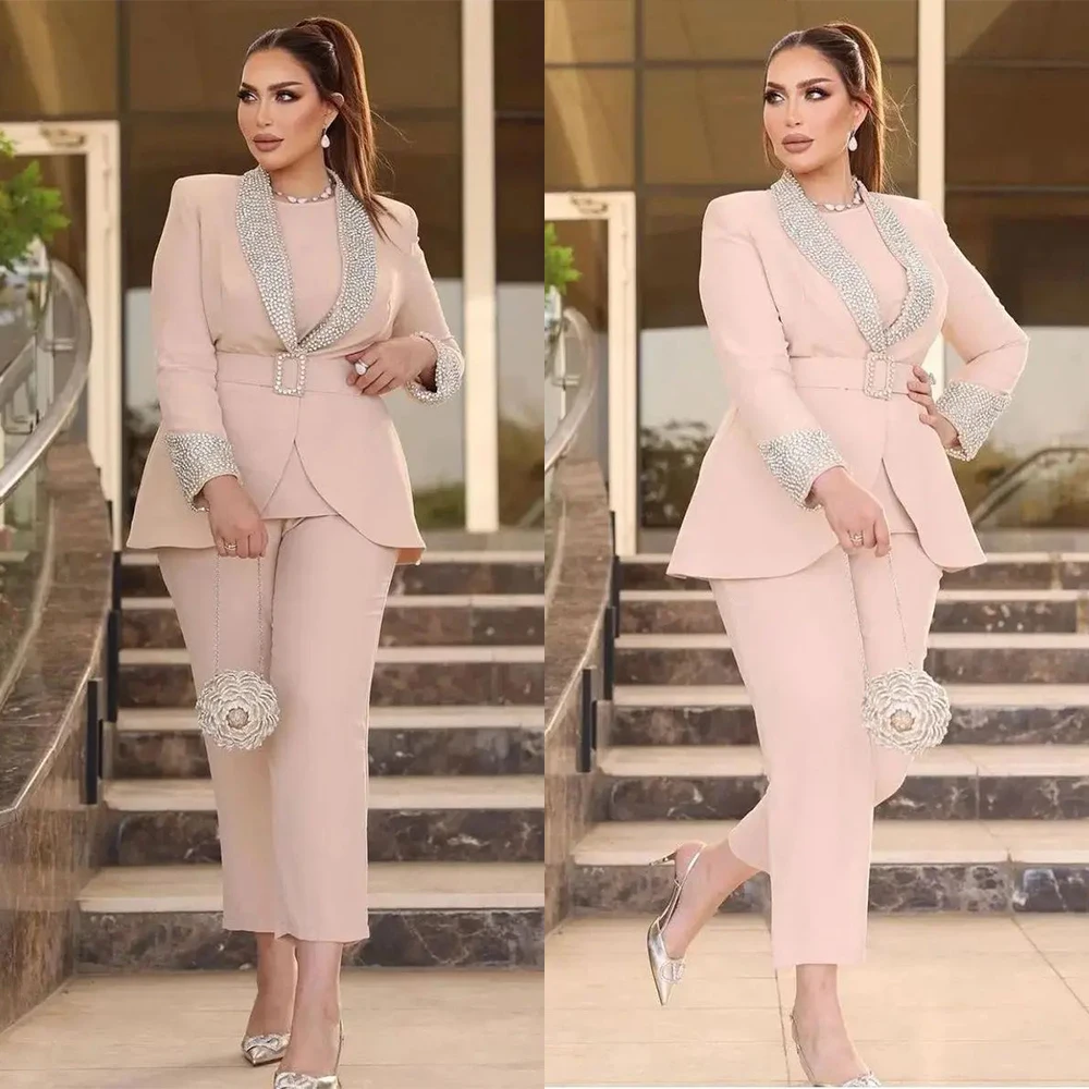 Pink Women Suits 2 Pieces With Belt Luxury Crystal Blazer Jacket+Pants Formal Office Custom Made Party Prom Dress
Pink Women Suits 2 Pieces With Belt Luxury Crystal Blazer Jacket+Pants Formal Office Custom Made Party Prom Dress