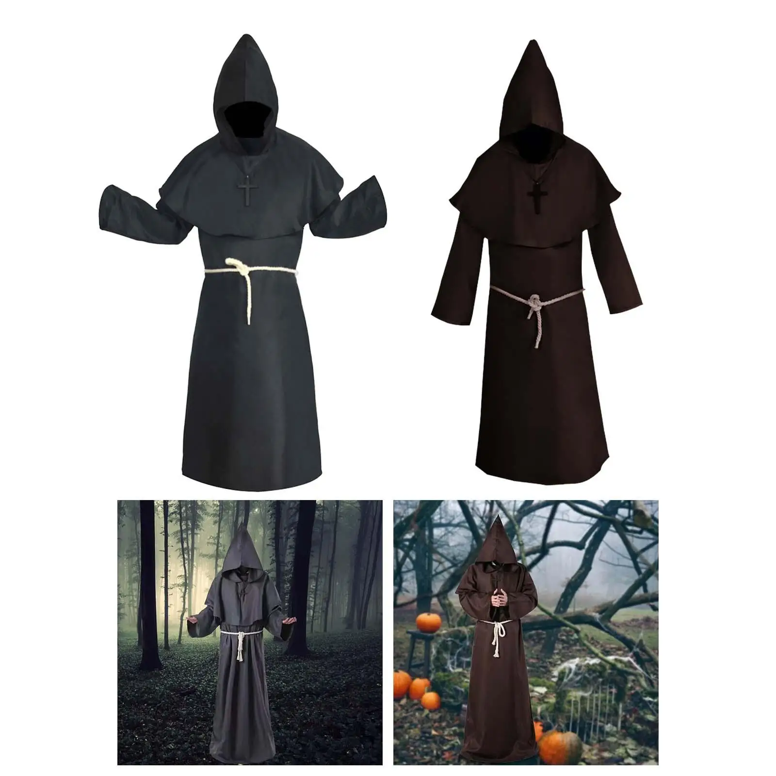Friar Medieval Robe Outfit Gothic Wizard Uniform Medieval Hooded Cloak for Punk Party Festival Carnival Unisex Adults
Friar Medieval Robe Outfit Gothic Wizard Uniform Medieval Hooded Cloak for Punk Party Festival Carnival Unisex Adults