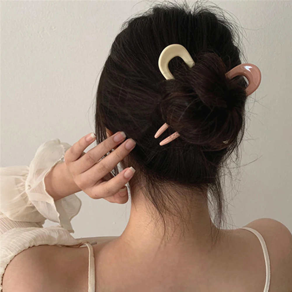 

Geometric Women Elegance Acrylic Disk Hair U-shaped Hairpins Hair Accessories Hair Sticks Hair Fork