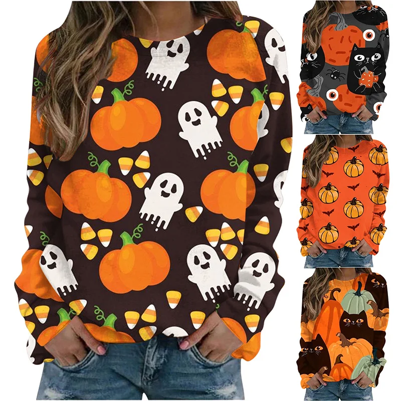 Halloween Hoodies Gothic Pumpkin Long Sleeves Printed Crew Neck Pullover Autumn Loose Tees for Women Sweatshirt Blouse Mujer Tra
Halloween Hoodies Gothic Pumpkin Long Sleeves Printed Crew Neck Pullover Autumn Loose Tees for Women Sweatshirt Blouse Mujer Tra