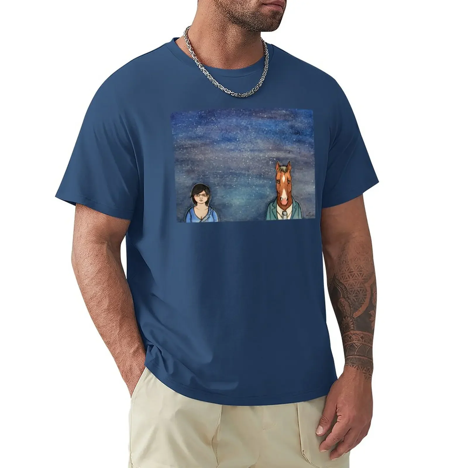 

Мужская винтажная футболка с надписью «Mr Blue»