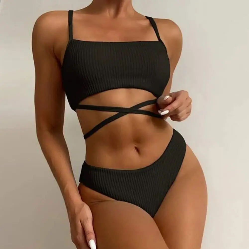 2022 New Sexy Push Up Unpadded Brazilian Bikini Set Women Spaghetti Straps Bandage Ribbed Summer Solid Color Women Swimwear Set
2022 New Sexy Push Up Unpadded Brazilian Bikini Set Women Spaghetti Straps Bandage Ribbed Summer Solid Color Women Swimwear Set