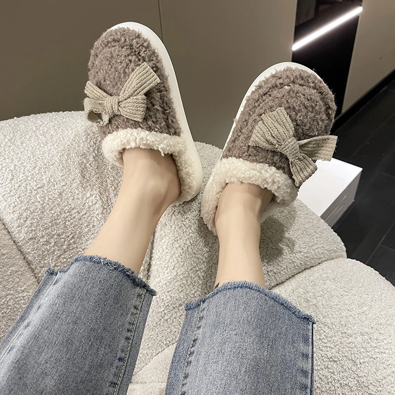 Fashion Bowknot Cotton Slippers Winter Warm Furry Slides Cute Soft Hairball Slippers Anti-slip Women Slippers Indoor Couple Shoe
Fashion Bowknot Cotton Slippers Winter Warm Furry Slides Cute Soft Hairball Slippers Anti-slip Women Slippers Indoor Couple Shoe