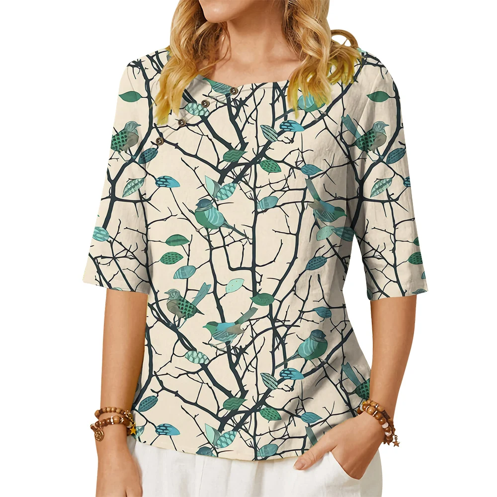 CLOOCL Women T-shirt Jungle Bird Pattern 3D Printed Tees Button Decorate Middle Sleeve Tees Summer Fashion Women Blouses
CLOOCL Women T-shirt Jungle Bird Pattern 3D Printed Tees Button Decorate Middle Sleeve Tees Summer Fashion Women Blouses
