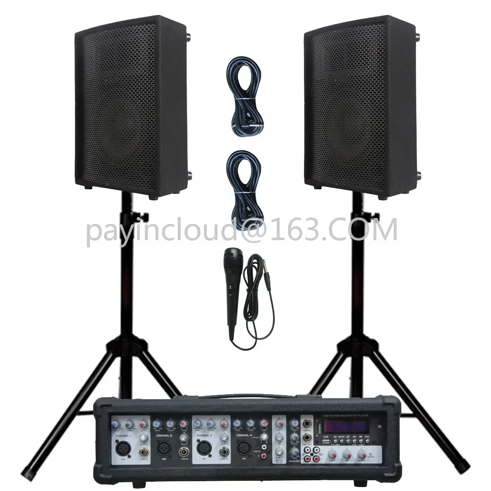 

Профессиональная аудиосистема 1200 Вт 2X15 ", сабвуфер, PA динамик, BT TWS, наборы для караоке, 4-канальный мощный микшер, звуковая коробка