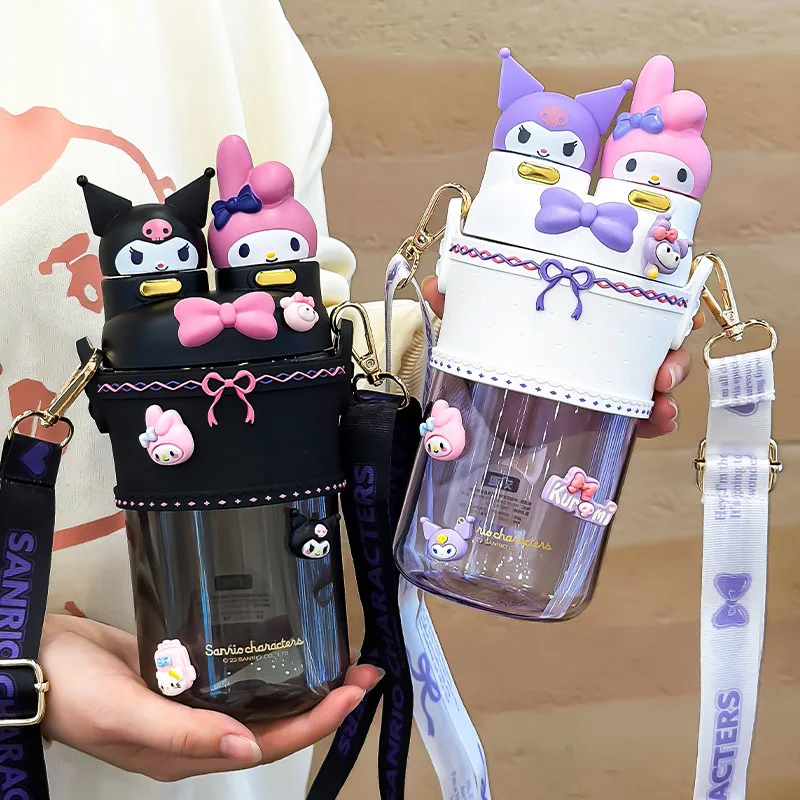 

700Ml Kuromi Sanrios Anime Straw Cup Cute My Melody Children Summer Double Drinking Cup Cartoon Pochacco Outdoor Water Cup Gift