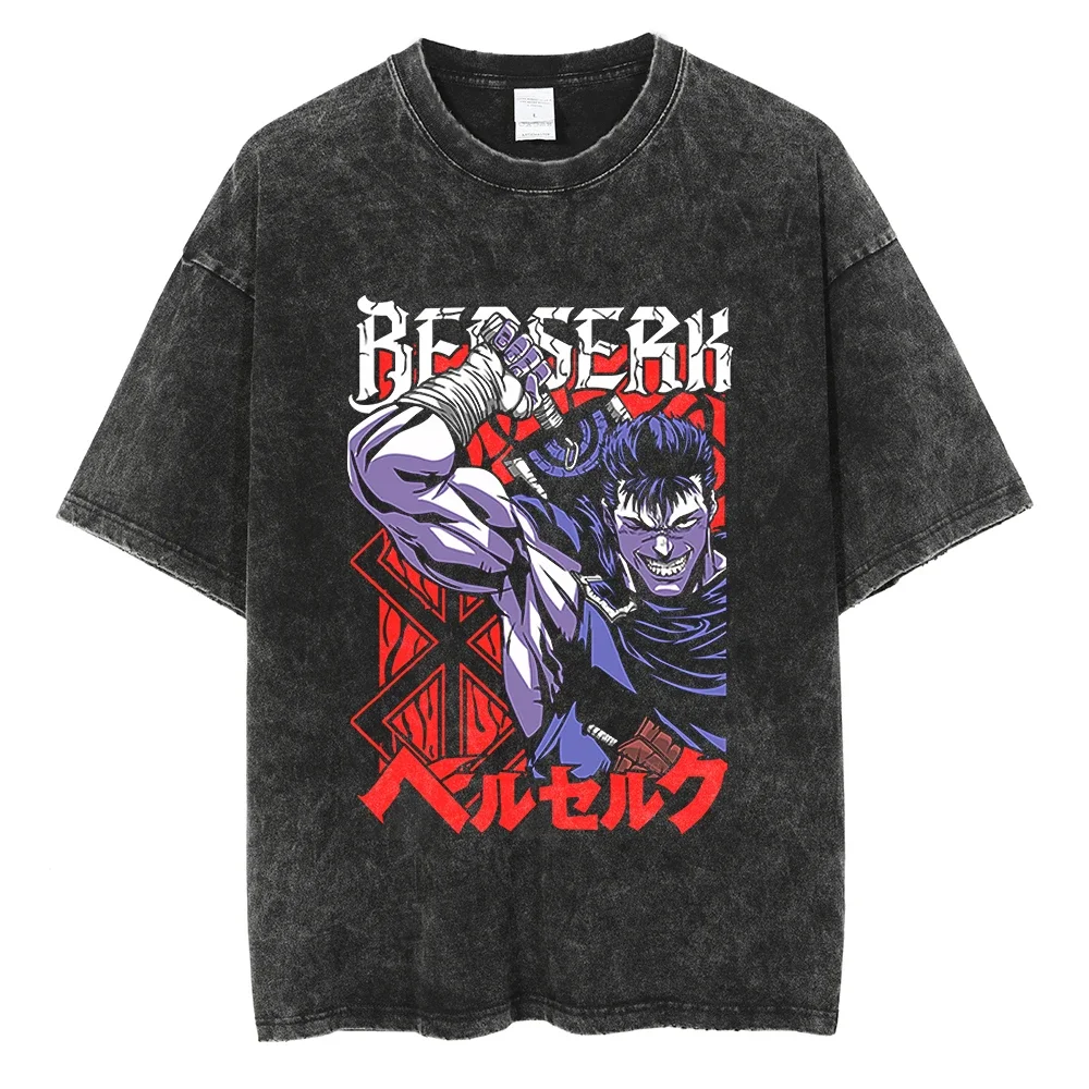 Harajuku Streetwear Vintage Washed Black Tshirt Berserk Anime Graphic Hip Hop Loose Tees Cotton Men Summer Short Sleeve T-Shirt
Harajuku Streetwear Vintage Washed Black Tshirt Berserk Anime Graphic Hip Hop Loose Tees Cotton Men Summer Short Sleeve T-Shirt