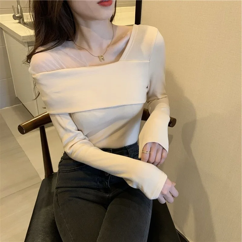 Spliced Mesh Long Sleeve T-shirt Women's Autumn and Winter Thickened Solid Color Slim Top Cross-border Women's Clothing
Spliced Mesh Long Sleeve T-shirt Women's Autumn and Winter Thickened Solid Color Slim Top Cross-border Women's Clothing